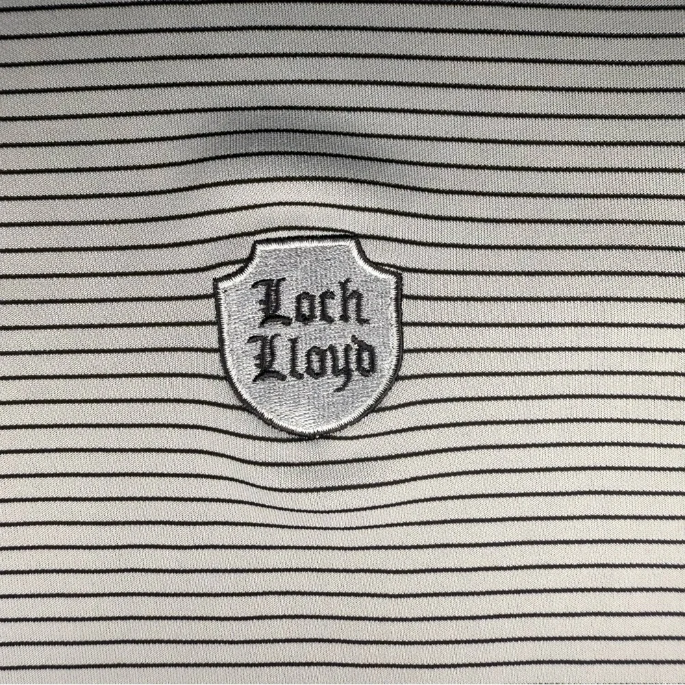 Adidas Loch Lloyd Golf Polo Gray Striped Country Club Men’s Large Kansas City